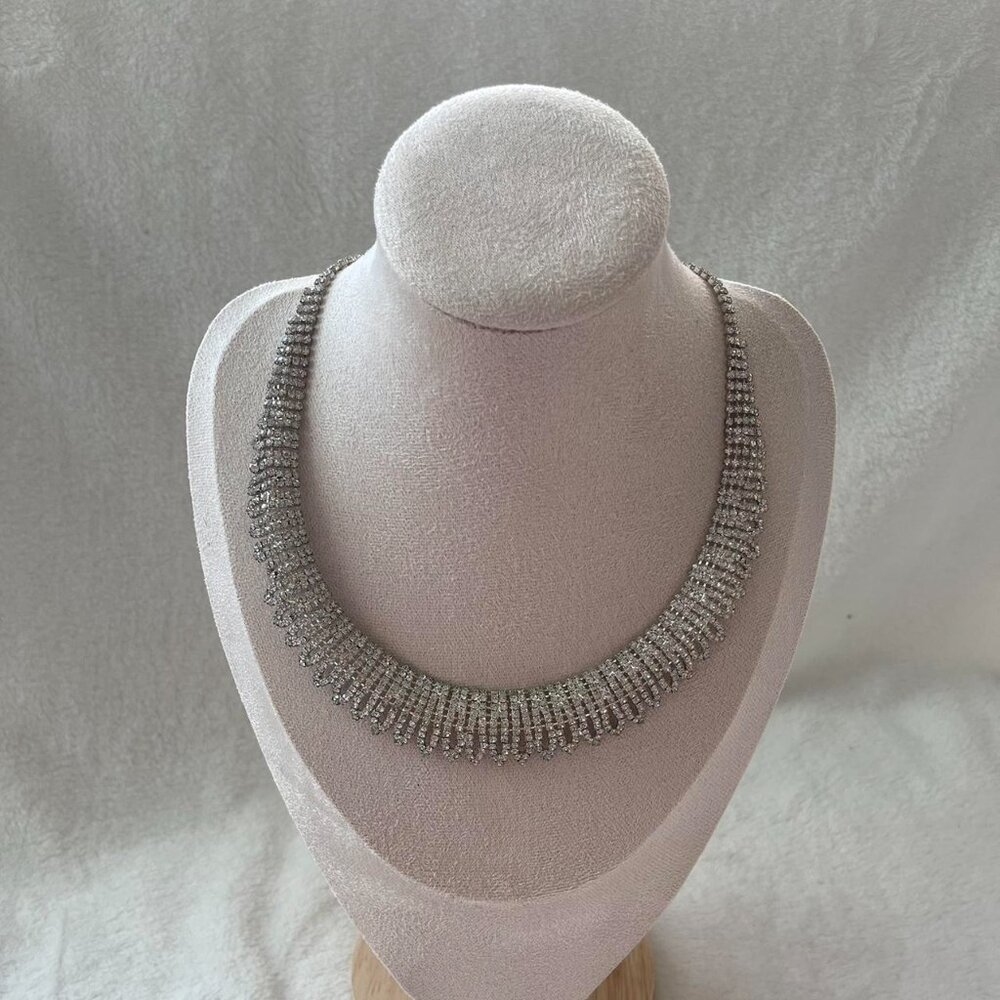 Radiant Multi-Row Rhinestone Collar Necklace - Picture 3 of 6
